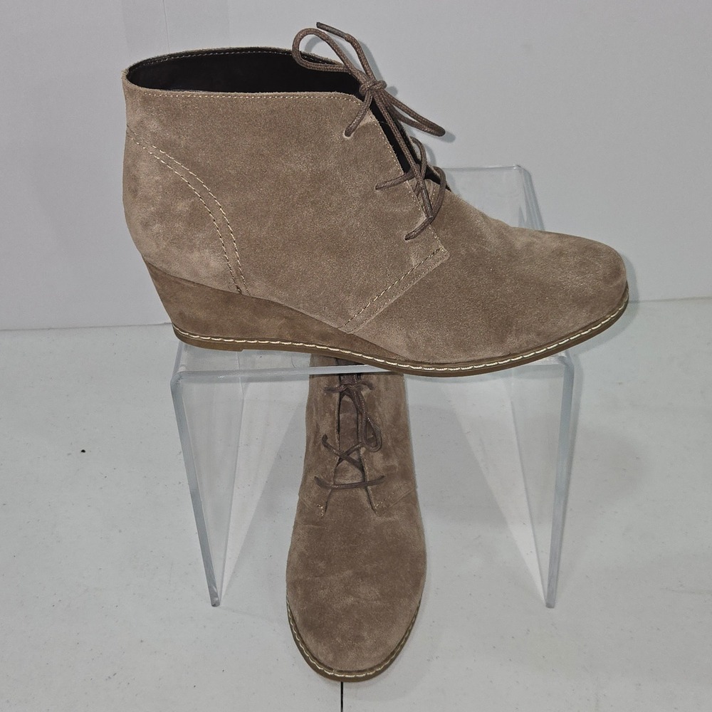 Michael by Michael Shannon Rebeka Tan Suede Wedge Ankle Boots Womens 8.5 113004